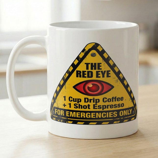 Mug Funny Warning Caffeine Emergency Red Eye Recipe (Créateur téléchargé)
