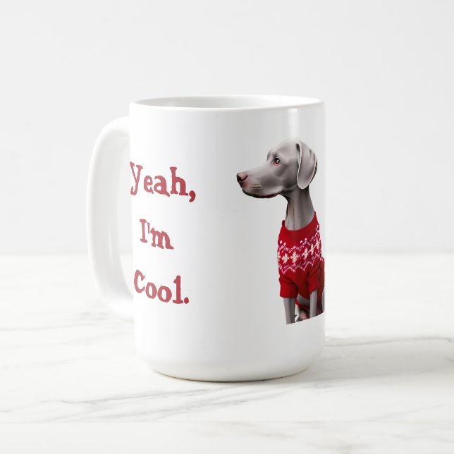 Mug Funny Weimaraner dans le pull de Noël (Devant gauche)
