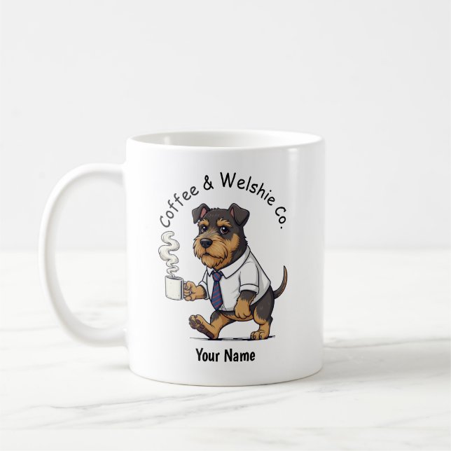 Mug Funny Welsh Terrier Dog Business Suit Coffee  (Gauche)