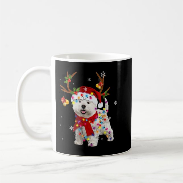 Mug Funny Westie Christmas Teindeer Christmas Ligh (Gauche)