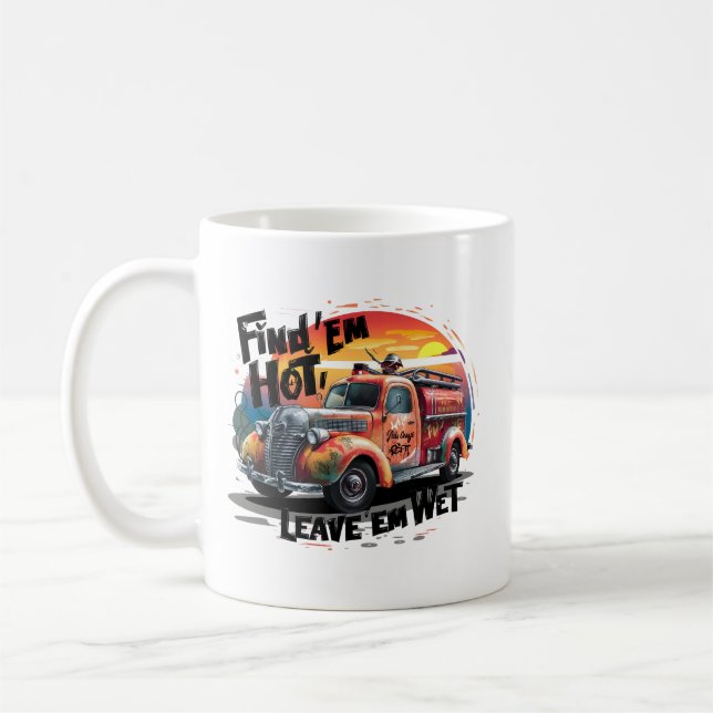Mug Funny Whimsical Vintage Fire Truck (Gauche)