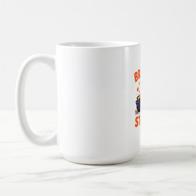 Mug Funny Witch Yoga Design – "Brew & Stretch" Cartoon (Gauche)