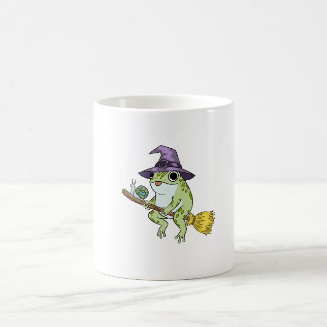 Mug Funny Wizard Frog Rides A Broomstick Illustration (Centre)