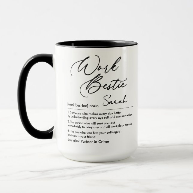 Mug Funny Work Bestie Nom personnalisé Définition (Gauche)