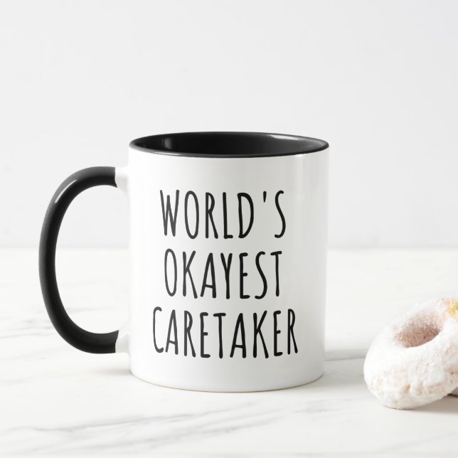 Mug Funny World's Okayest Caretaker  (Avec donut)
