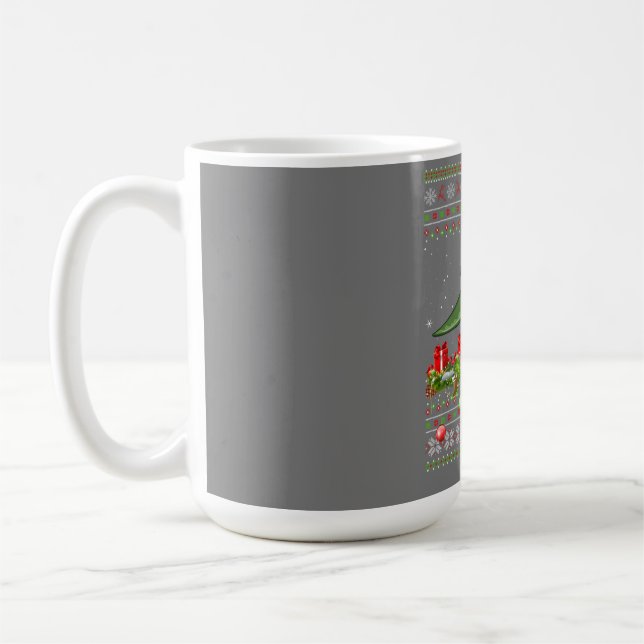 Mug Funny Xmas Ugly Père Noël équitation Pterodactyl B (Gauche)