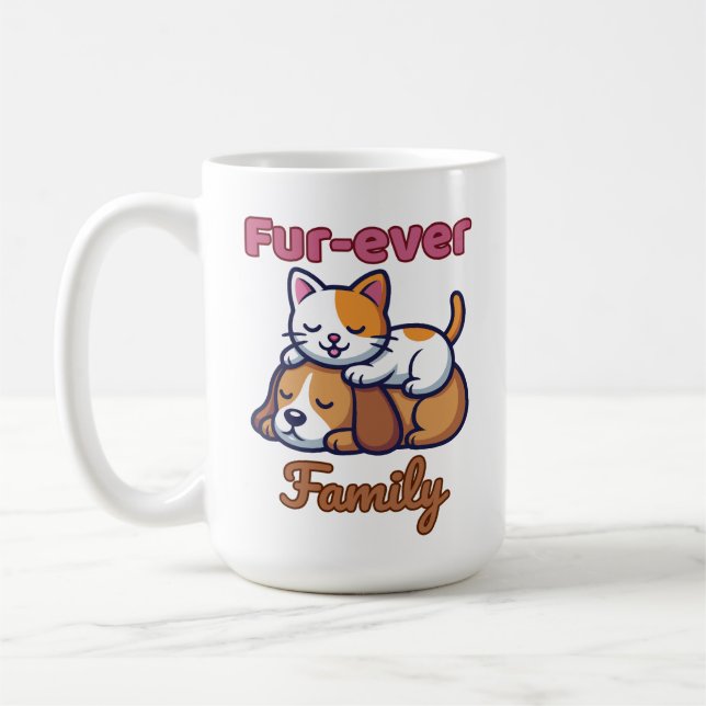 Mug Fur‑ever Family for Cute Cat & Dog Lover (Gauche)