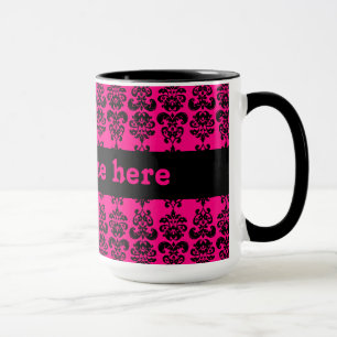 Mug Fuschia et mini copie de damassé de noir