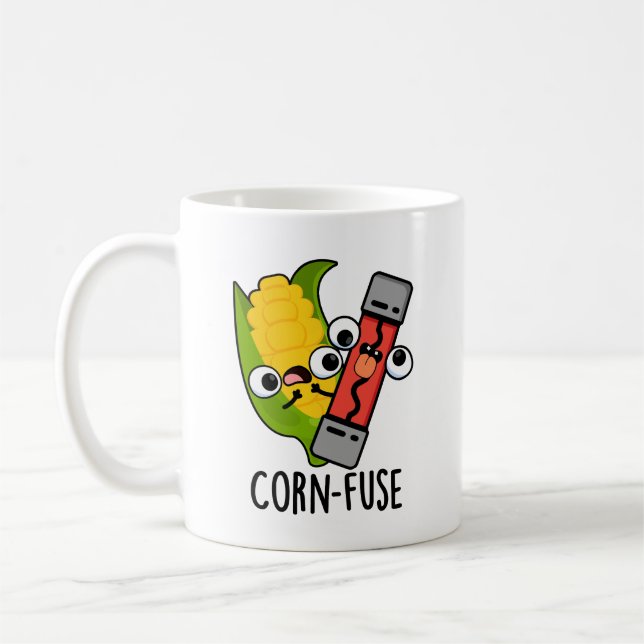 Mug Fusible de maïs amusant Confus Pun (Gauche)