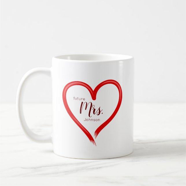 Mug Futur de coeur rouge peint à la main créative Mme  (Gauche)