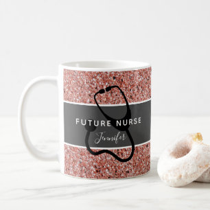 Mug Futur Infirmière Rose Médicale Nom de la Parties