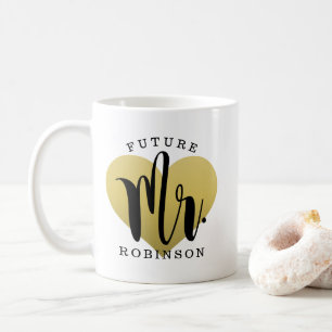 Mug Futur M. Gold Heart Mariage personnalisé Monogramm