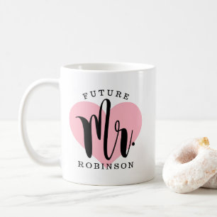 Mug Futur M. Pink Heart Monogram Mariage