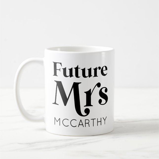 Mug Futur Madame Custom Nom Mariée Pour Devenir Fiancé (Gauche)