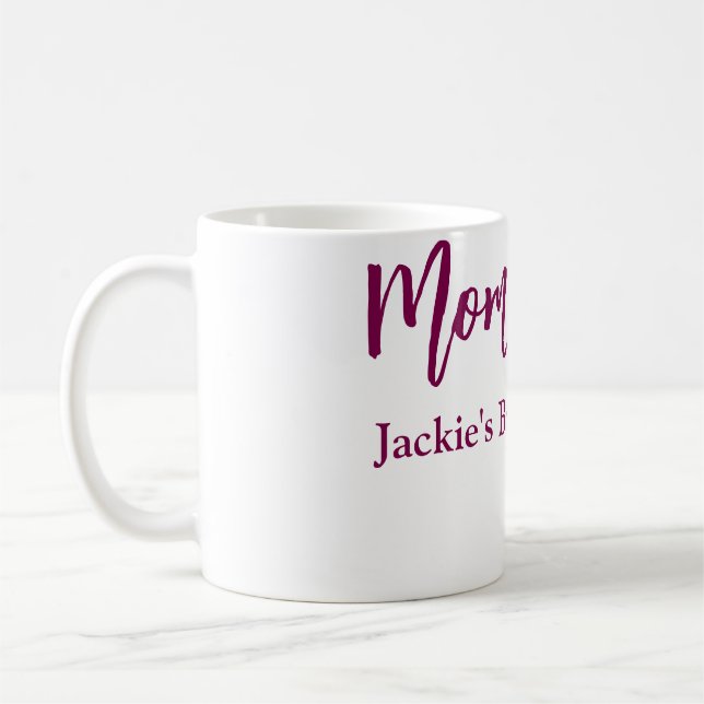 Mug Futur maman baby shower nom date rose simple minim (Gauche)