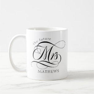 Mug Futur Mme Nom Mariée moderne Noir et blanc