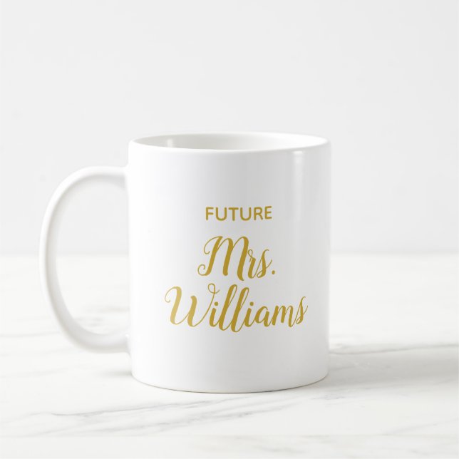 Mug Futur personnalisé Mme Bride Cadeau Fiancée person (Gauche)