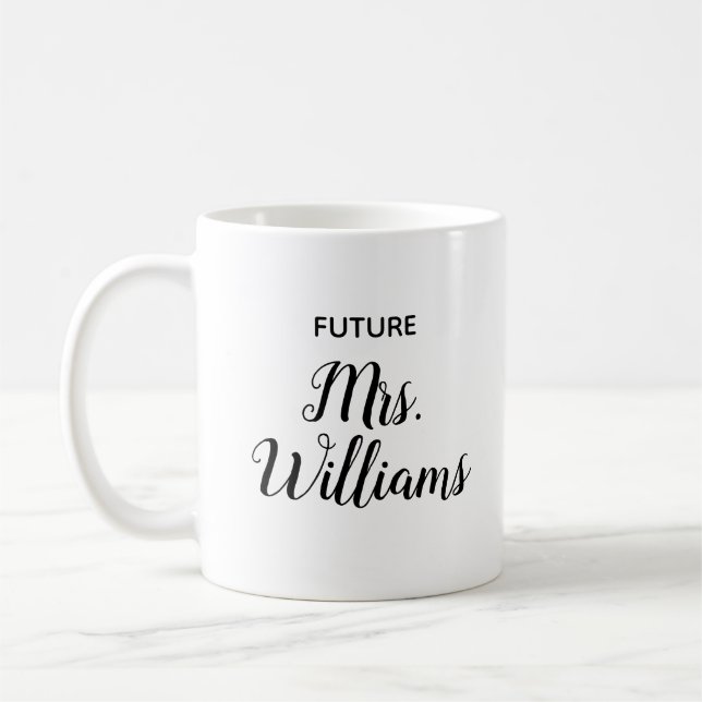 Mug Futur personnalisé Mme Gift pour mariée Nouvelle f (Gauche)
