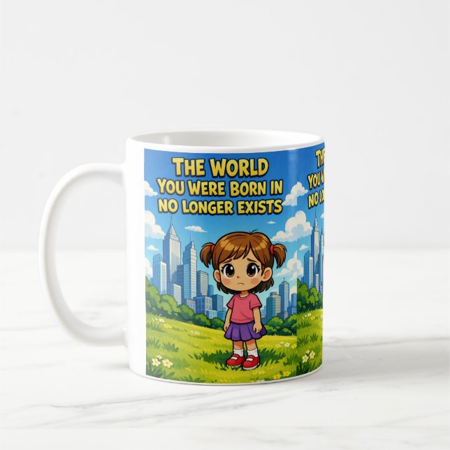 Mug Futur vs. Passé Innocence perdue Cartoon sentiment (Gauche)