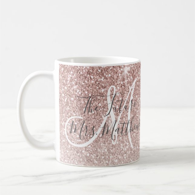 Mug Future le nom de Gold Glitter Monogram de Mme Rose (Gauche)