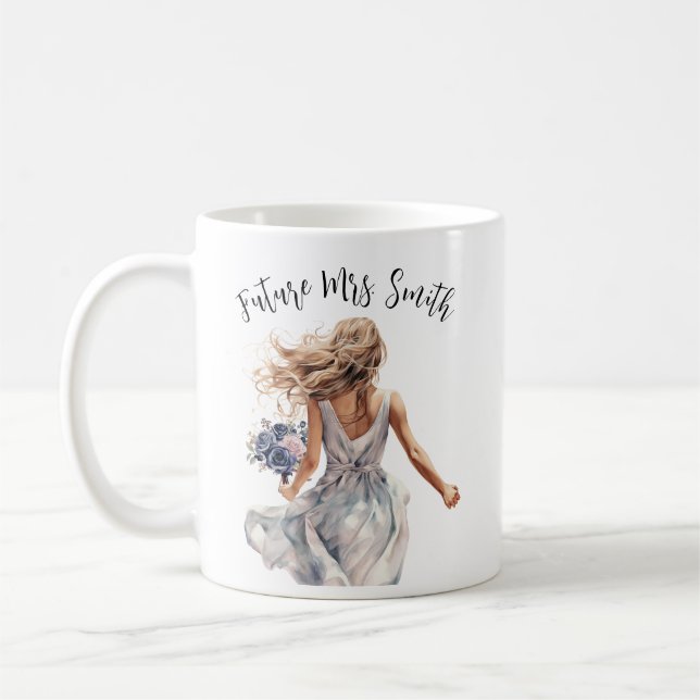 Mug Future Mme Beautiful mariée aquarelle art (Gauche)