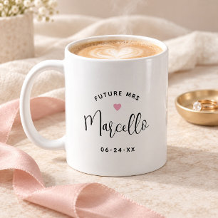 Mug Future Mme Nom personnalisé Script Mariage Noir