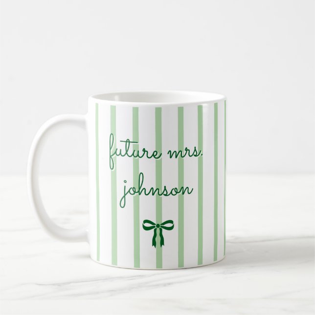Mug Future Mme personnalisée rayure fiancée future mar (Gauche)