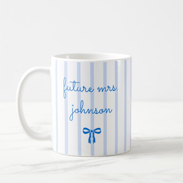 Mug Future Mme personnalisée Stripe Fiancée à être (Gauche)