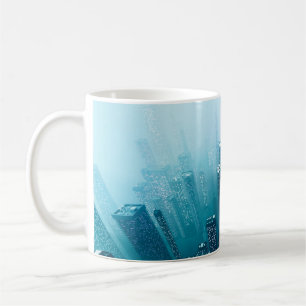 Mug Future ville centre-ville avec gratte-ciel en cybe