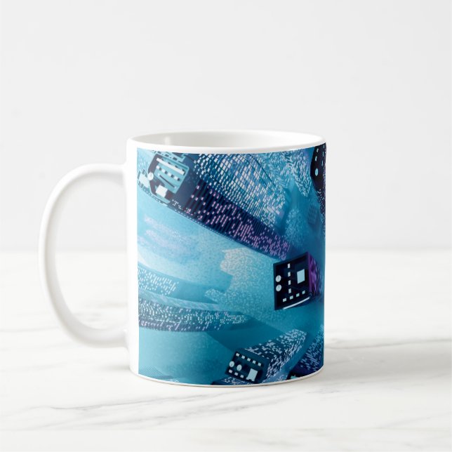 Mug Future ville centre-ville avec gratte-ciel en cybe (Gauche)