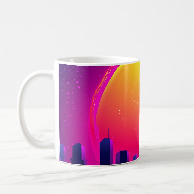 Mug Futurisme rétro. illustration d'onde de synthétise (Gauche)