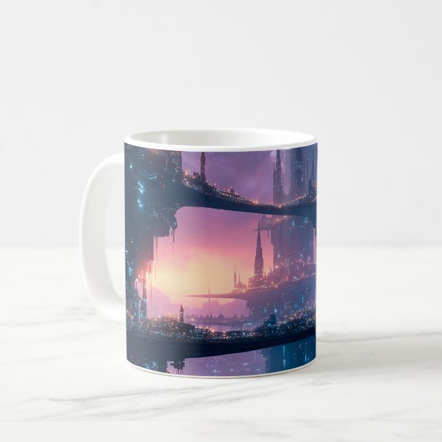 Mug Futuristic Cityscape at Dusk (Devant gauche)
