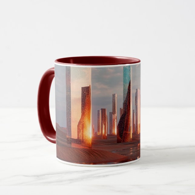 Mug Futuristic Surreal Mirror Towers In Desert (Devant gauche)
