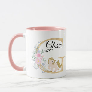 Mug G lettre nom personnalisé monogramme avec poney