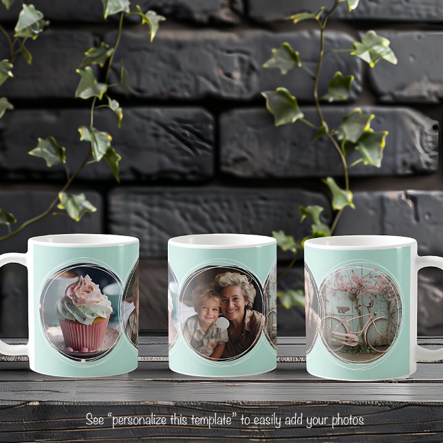 Mug Gabarit 3 Collage de photos circulaires Aqua C112 (Créateur téléchargé)