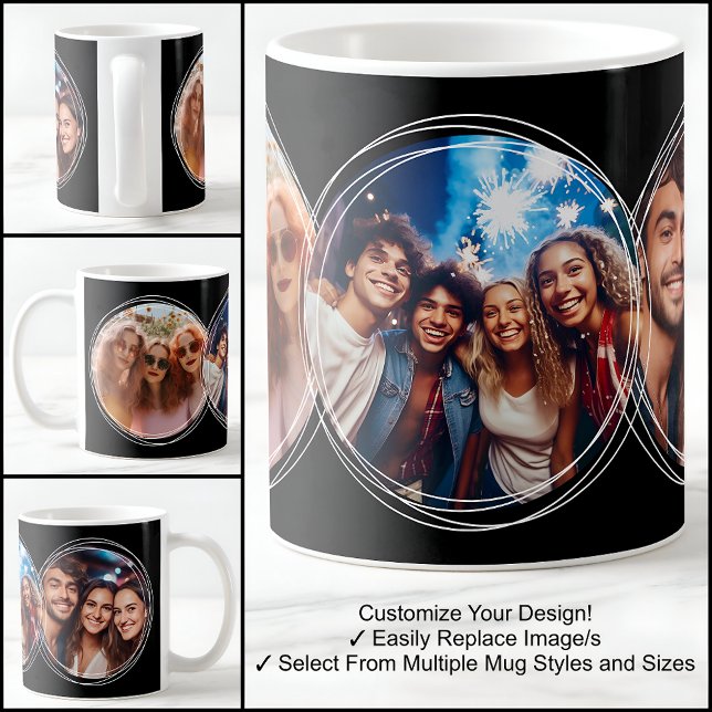 Mug Gabarit 3 Collage de photos circulaires Noir C00 (Créateur téléchargé)