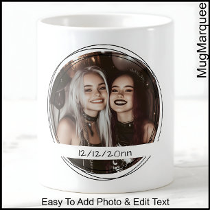 Mug Gabarit Message Photo Souvenir Fête Blanc C00
