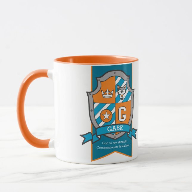 Mug Gabe lettre G emblème orange sarcelle significatio (Gauche)