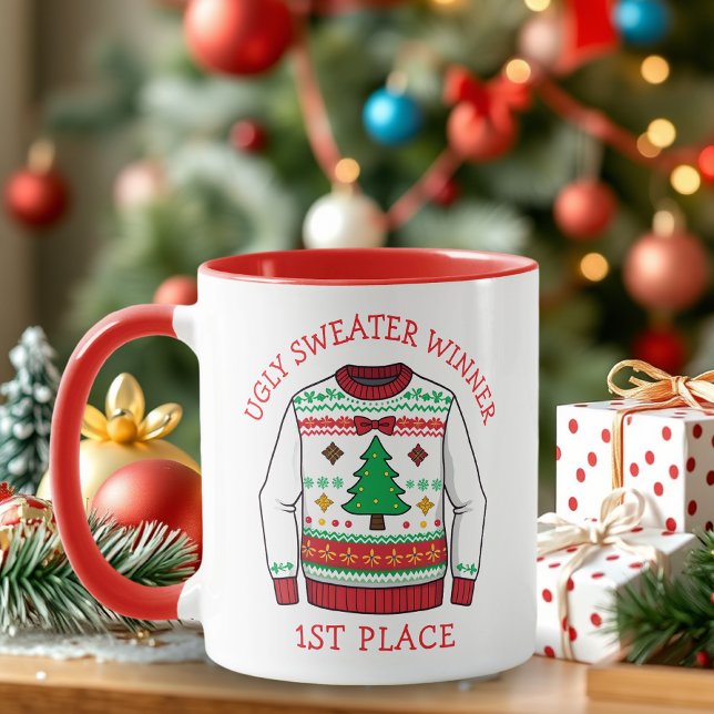 Mug Gagnant du Pull de Noël le Plus Moche Première Pla (Créateur téléchargé)
