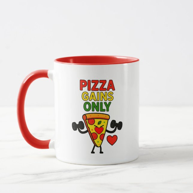 Mug Gains de pizza seulement - humoristique drôle (Gauche)