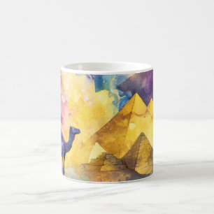 Mug Galaxie Désertique à l'Aquarelle Chameau Pyramide