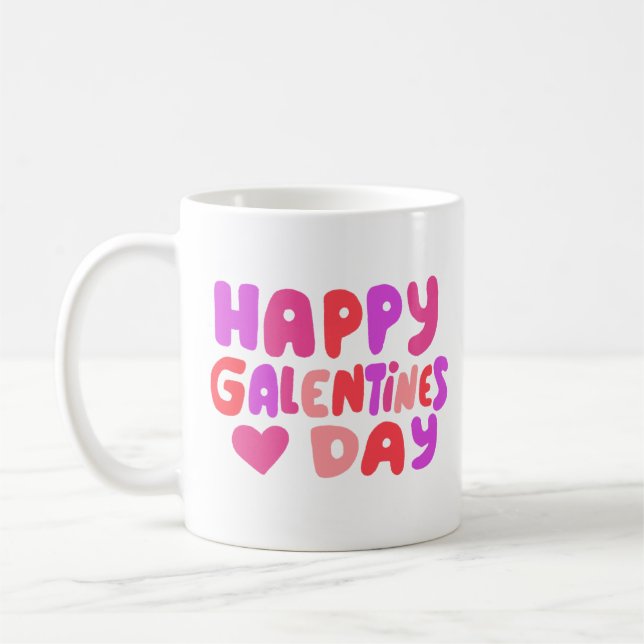 Mug Galentines Jour Bulles Lettres Super Curvy Retro (Gauche)