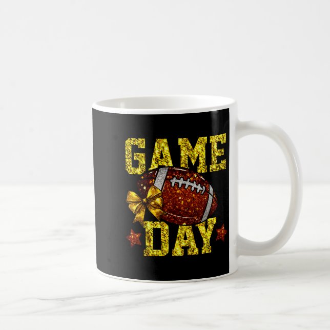 Mug Game Day Football Season Football Mama Gold Bow Ch (Droite)