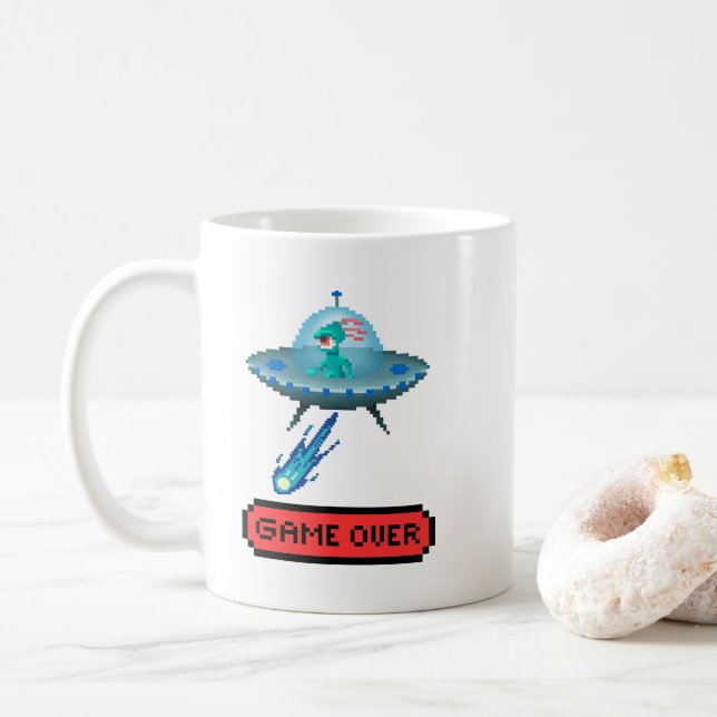 Mug 'Game Over' Extraterrestre Volant UFO Vaisseau Spa (Avec donut)