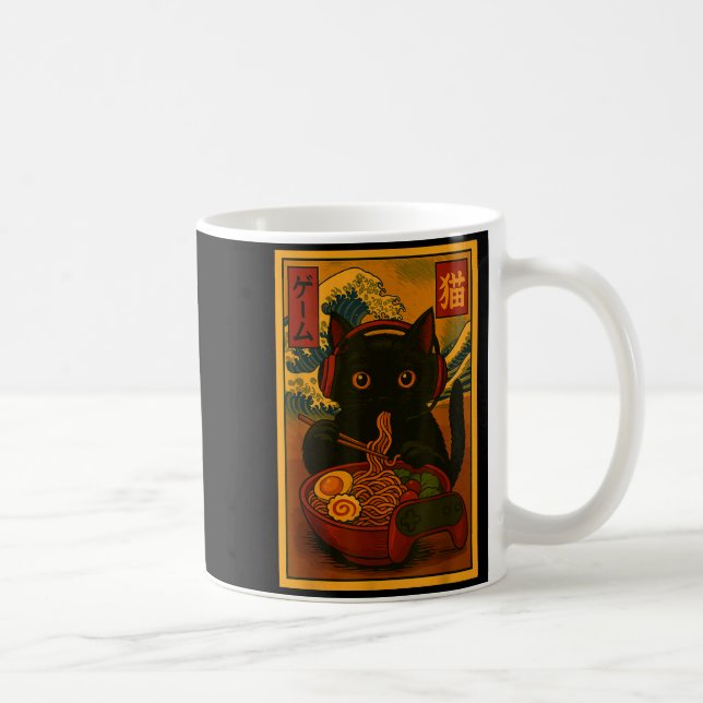 Mug Gamer Cat Eating Ramen Japanese Style  (Droite)