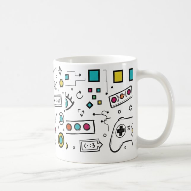 Mug Gamer Doodle Art Cool Tech  Gaming Pattern  (Droite)