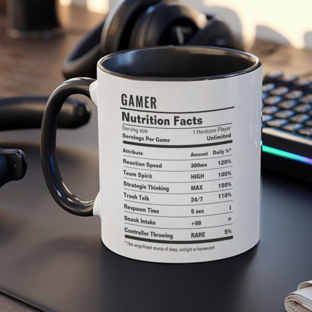 Mug Gamer Faits amusants Jeu noir et blanc Simple (Créateur téléchargé)