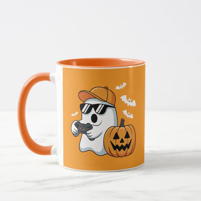 Mug Gamer Ghost Pumpkin Controller Halloween Cool (Gauche)