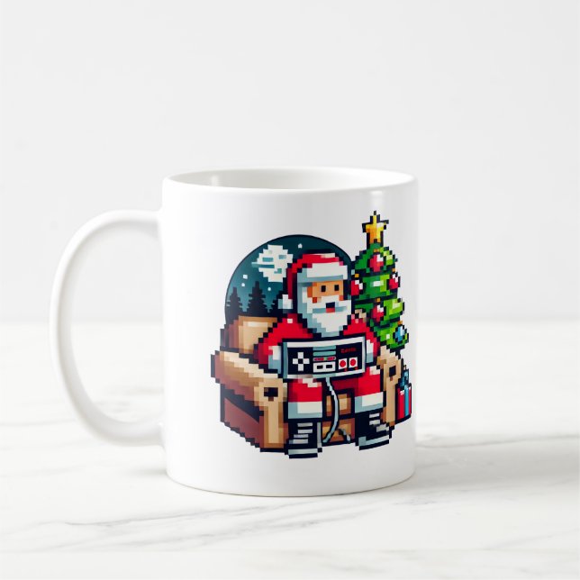 Mug Gamer Père Noël Pixel Art Retro Noël (Gauche)