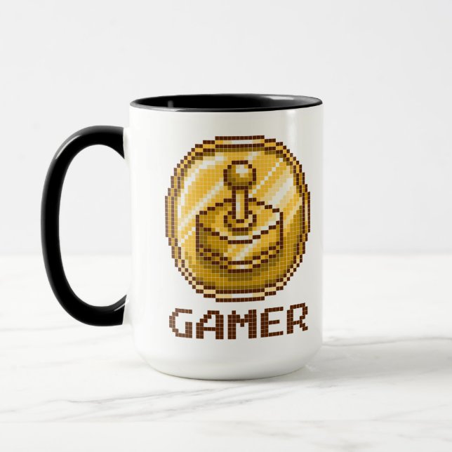 Mug Gamer Pixel Joystick Emblem - Retro Gaming (Gauche)